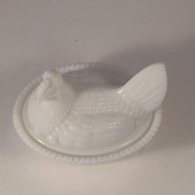 Sale Photo Thumbnail #682: Milk Glass Nesting Hen- Approx 5 1/2" Wide