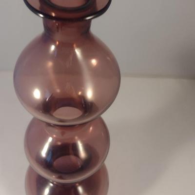 Sale Photo Thumbnail #693: Vintage Mid-Century Art Glass Gurgle Decanter with Stopper- Possibly Blenko- Approx 14 5/8" Tall