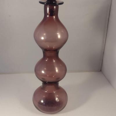 Sale Photo Thumbnail #689: Vintage Mid-Century Art Glass Gurgle Decanter with Stopper- Possibly Blenko- Approx 14 5/8" Tall