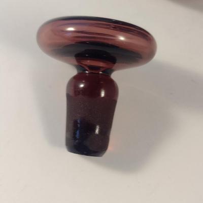 Sale Photo Thumbnail #691: Vintage Mid-Century Art Glass Gurgle Decanter with Stopper- Possibly Blenko- Approx 14 5/8" Tall