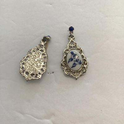 Sale Photo Thumbnail #74: Vintage, silver tone, ceramic bluebird earrings. Please see attached photos note has some wear blemishes.