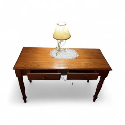 Sale Photo Thumbnail #144: Oak Console Table/Desk With two Drawers
Approximately 40"X18"X30"