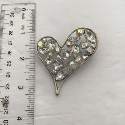 Sale Photo Thumbnail #79: Vintage silver tone AB Rhinestone Brooch please see attached photo