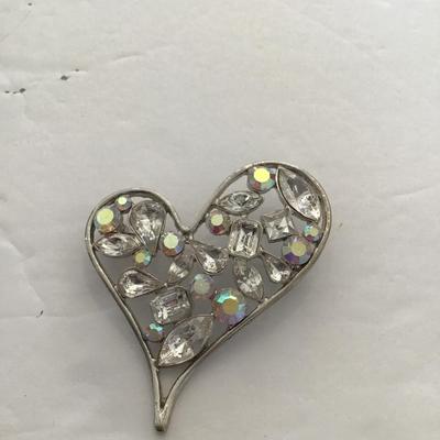 Sale Photo Thumbnail #78: Vintage silver tone AB Rhinestone Brooch please see attached photo