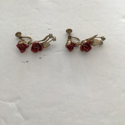 Sale Photo Thumbnail #84: Vintage rose earrings. Please see attached photos.