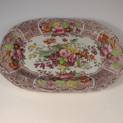 Sale Photo Thumbnail #703: Vintage Mason's Ironstone China Serving Platter- Approx 10" Wide