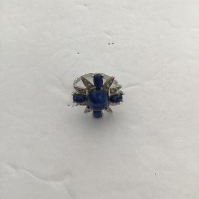 Sale Photo Thumbnail #91: Very nice silver tone, Polished blue stone statement ring please see attached photos
