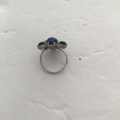 Sale Photo Thumbnail #90: Very nice silver tone, Polished blue stone statement ring please see attached photos
