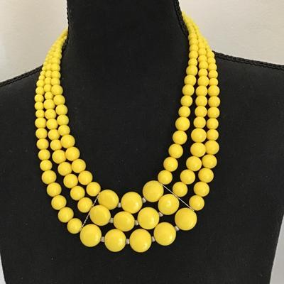 Sale Photo Thumbnail #95: Very nice yellow beaded fashion, statement necklace. Please see attached photos.