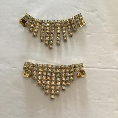Sale Photo Thumbnail #98: Beautiful vintage AB rhinestone shoe clips please see attached photos