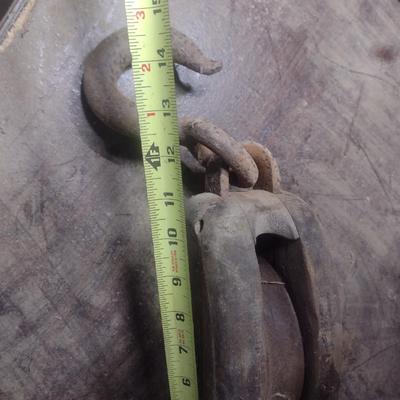 Large Wood and Metal Barn Pulley