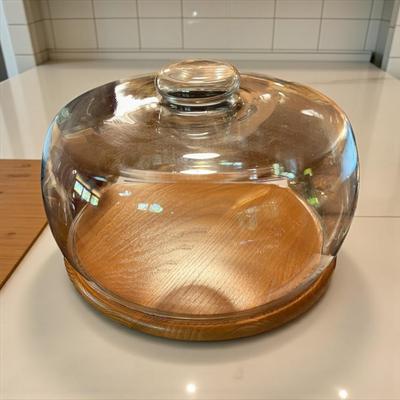 Sale Photo Thumbnail #169: Wooden Cake Server With a Glass Top