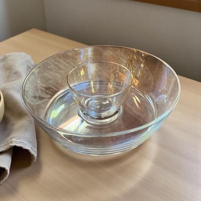 Sale Photo Thumbnail #171: Clear Glass Chip and Dip Serving Set