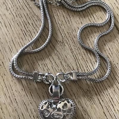 Beautiful Lia, Sophia, love dust, crystal heart, pendant pave silver tone necklace