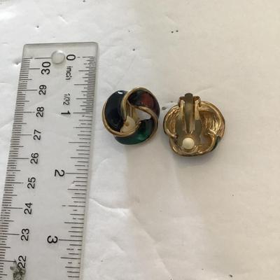 Sale Photo Thumbnail #127: vintage goldtone, enamel fashion, statement earrings. Please see attached photos.