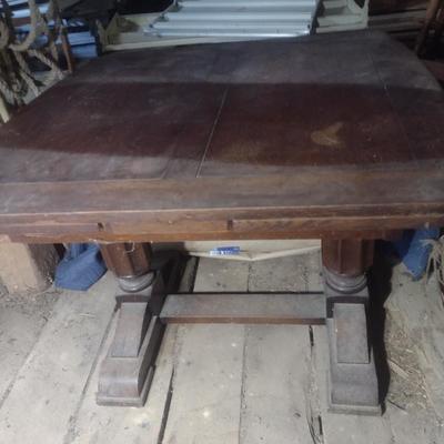 Vintage Walnut Dining Table with Inside Leaf Insert