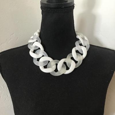 Beautiful, white acrylic, statement, necklace