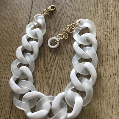 Beautiful, white acrylic, statement, necklace