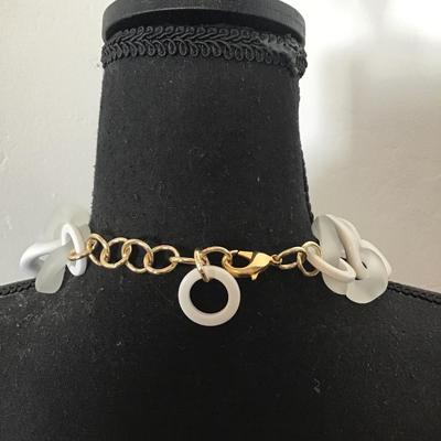 Beautiful, white acrylic, statement, necklace