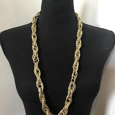 Chunky vintage, gold tone, chain statement, necklace