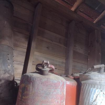 Collection of Vintage Metal and Galvanized Fuel Cans and Other Choice A
