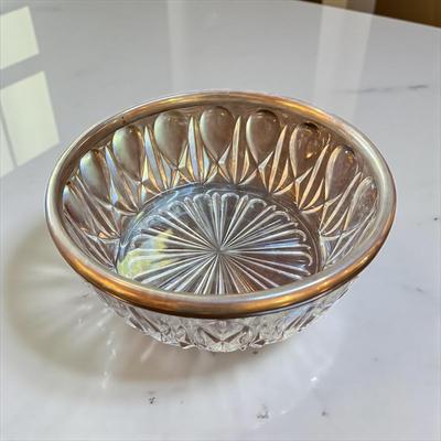 Sale Photo Thumbnail #177: Vintage Cut Crystal Bowl with a Silver Plated Rim