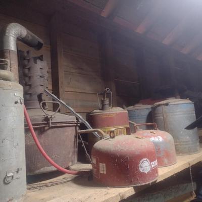 Collection of Vintage Metal and Galvanized Fuel Cans and Other Choice C