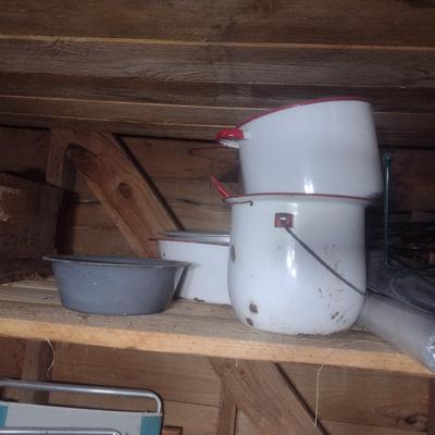 Vintage Enamel Pots and Pans and Other