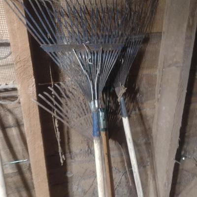 Collection of Hoes and Rakes Various Sizes and Head Shapes
