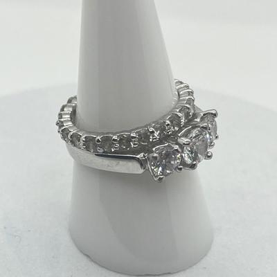 LOT 2: Two Sterling Silver Cubic Zirconia Rings - Size 8 and 9 - 6.4 GTW