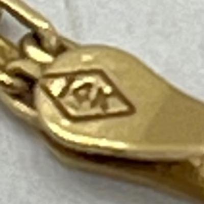LOT 13: 14K Yellow Gold 17.5" Necklace with Blue Topaz Rhinestone Pendant - 10.8 GTW
