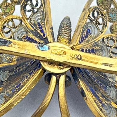 LOT 19: Butterfly, Dragonfly and Bumblebee Vintage Brooches/Pins - One is marked 800 Silver