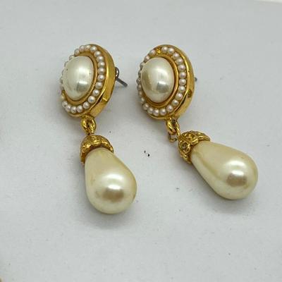 LOT 24: Collection of Gold Toned Pierced Earrings