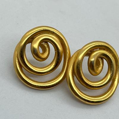 LOT 24: Collection of Gold Toned Pierced Earrings