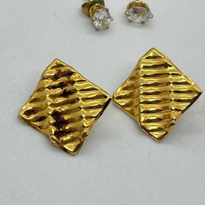 LOT 24: Collection of Gold Toned Pierced Earrings