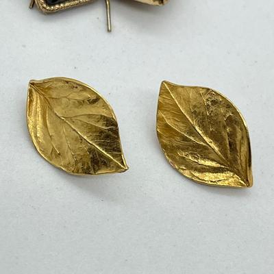 LOT 24: Collection of Gold Toned Pierced Earrings