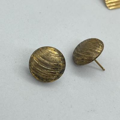 LOT 24: Collection of Gold Toned Pierced Earrings