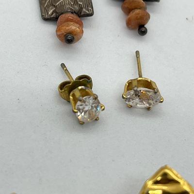 LOT 24: Collection of Gold Toned Pierced Earrings