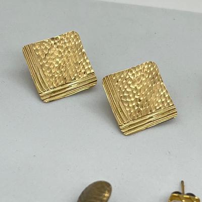 LOT 24: Collection of Gold Toned Pierced Earrings