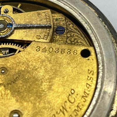 LOT 29: Vintage Waltham Pocket Watch with Coin Silver Case - Needs Repair