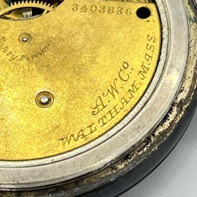 LOT 29: Vintage Waltham Pocket Watch with Coin Silver Case - Needs Repair