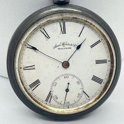 LOT 29: Vintage Waltham Pocket Watch with Coin Silver Case - Needs Repair