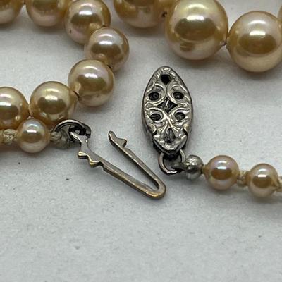 LOT 31: Vintage 15" Pearl Necklace with 10K Gold Clasp