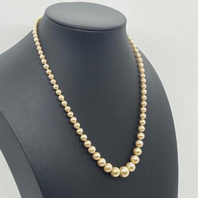 LOT 31: Vintage 15" Pearl Necklace with 10K Gold Clasp