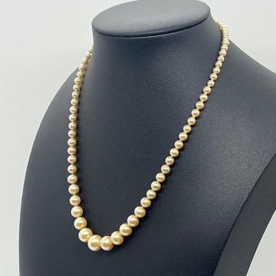 LOT 31: Vintage 15" Pearl Necklace with 10K Gold Clasp