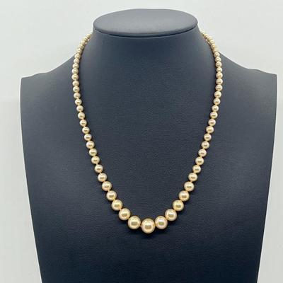 LOT 31: Vintage 15" Pearl Necklace with 10K Gold Clasp
