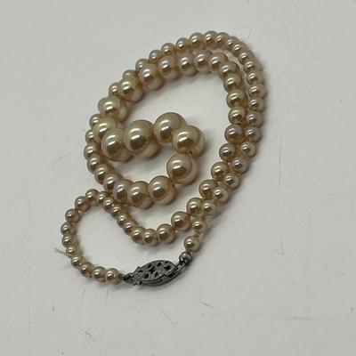 LOT 31: Vintage 15" Pearl Necklace with 10K Gold Clasp