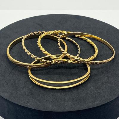 LOT 32: Gold Toned Bangle Bracelets - Monet and More!