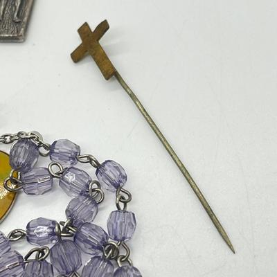 LOT 36: Catholic Religious Lot - Rosaries (Some Sterling) and More
