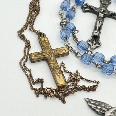 LOT 36: Catholic Religious Lot - Rosaries (Some Sterling) and More